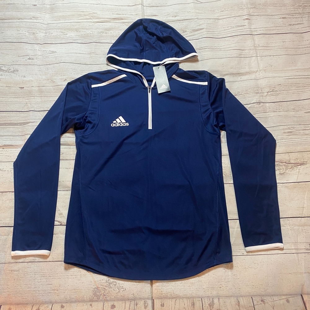 New Adidas Navy Blue Athletic Lightweight‎ 1/4 Zip Hoodie Women's Size Small